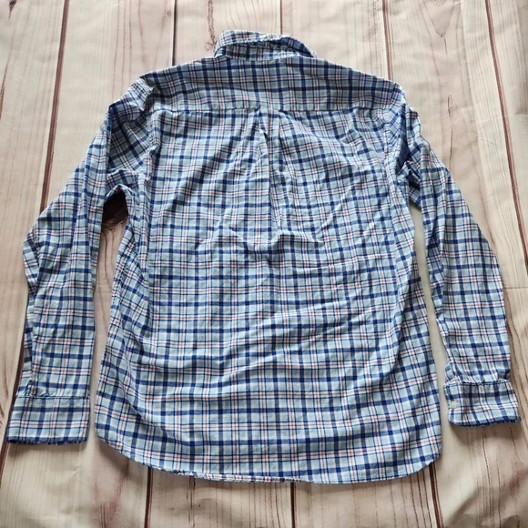 Vineyard Vines "Classic Fit Plaid Twill Long Sleeve Shirt" Blue | Men's Size M - Picture 4 of 9